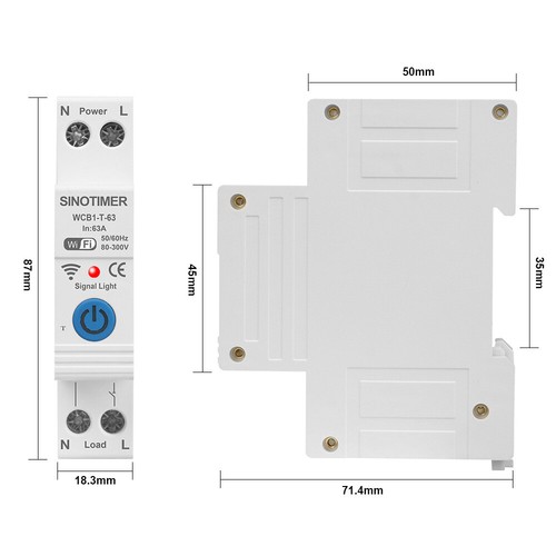 New WCB1-T-63 Tuya Smart Remote Control Circuit Breaker 60-300V 50/60Hz 63A - Picture 7 of 7