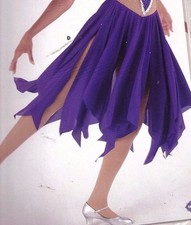 NWT Polyester Crepe Hankie Flyer Skirt Purple Rhinestone trim Ballroom Practice