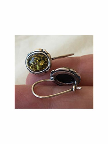 PENDIENTES PERFORADOS DE ALAMBRE DE RIÑÓN Y PLATA ESTERLINA VERDE BÁLTICO o MIEL - Imagen 11 de 15