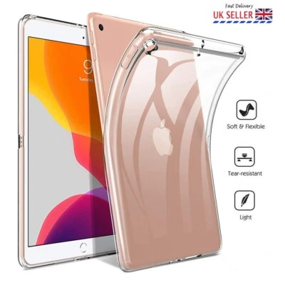 JEJO Gel Case Clear Silicone Back Cover For Apple iPad 10.2" 7th 8th 9th Generation