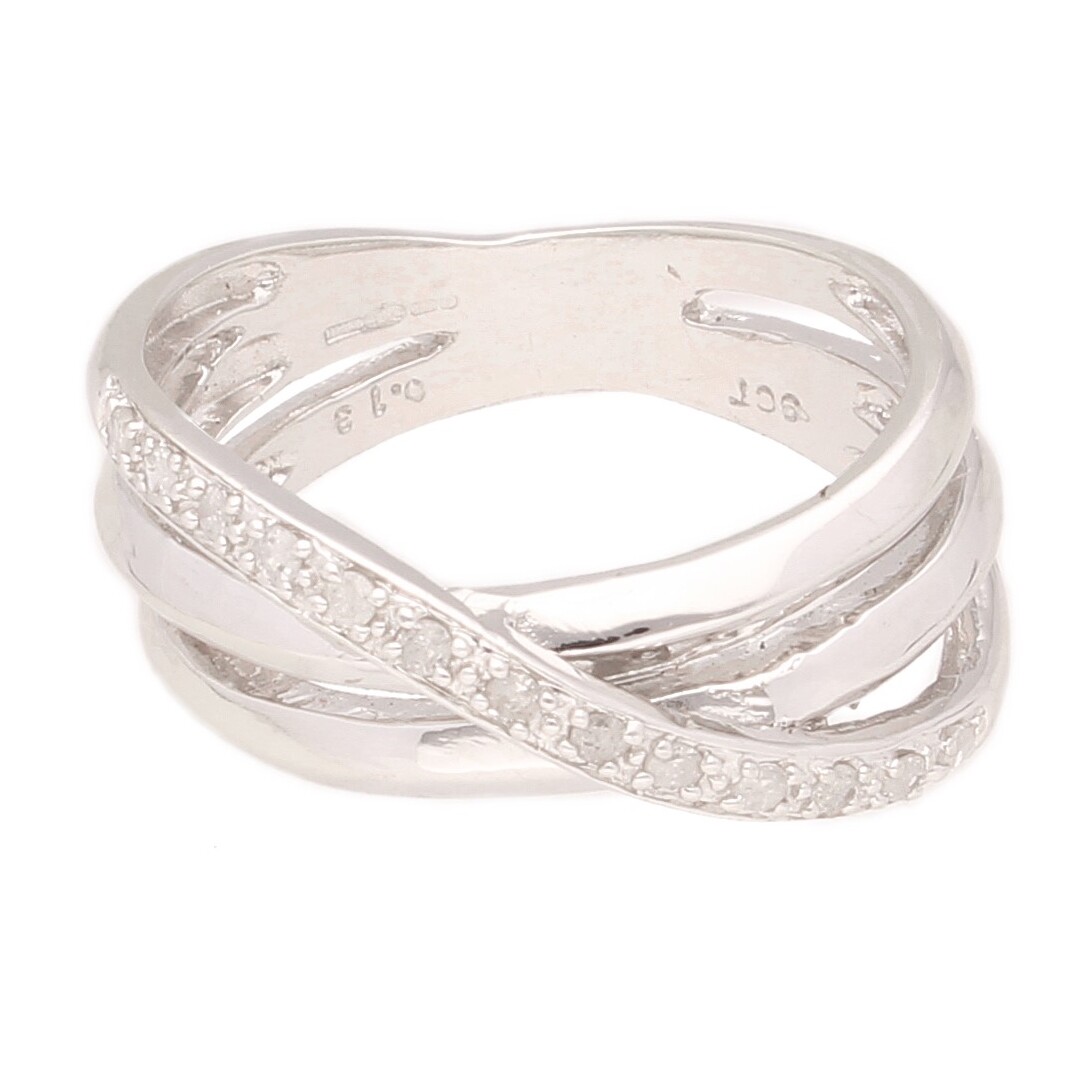 9Ct White Gold 0.13ct Diamond Fancy Crossover Eternity Ring (Size N) 9mm Widest