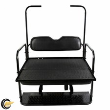 Fit EZGO TXT Golf Cart 1995 Flip Folding Rear Back Seat with Roof Support Black