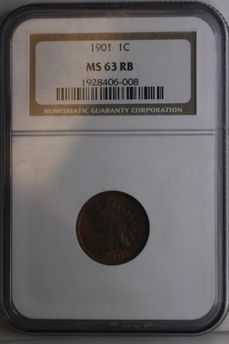 1901 .01  NGC  MS63 RB  Indian Head Cent, Indian Small Cent