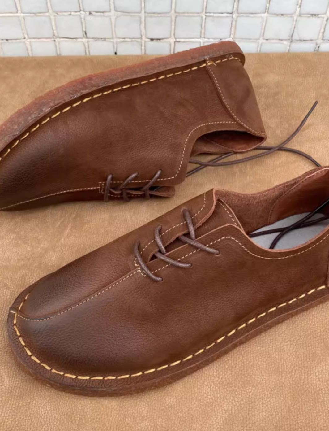 SAOLA Scarpe basse Oxford marroni da uomo tempo libero comode morbide con lacci punta tonda inglese