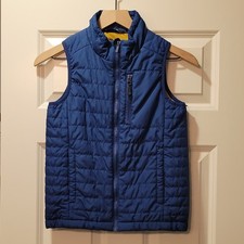 All In Motion Boys Puffer Vest Blue Zip M 8/10 Insulated Pockets Sleeveless