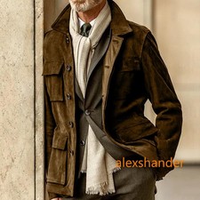 Men's Casual Fashion Solid Color Tooling Outdoor Trend Pocket Jacket Coats