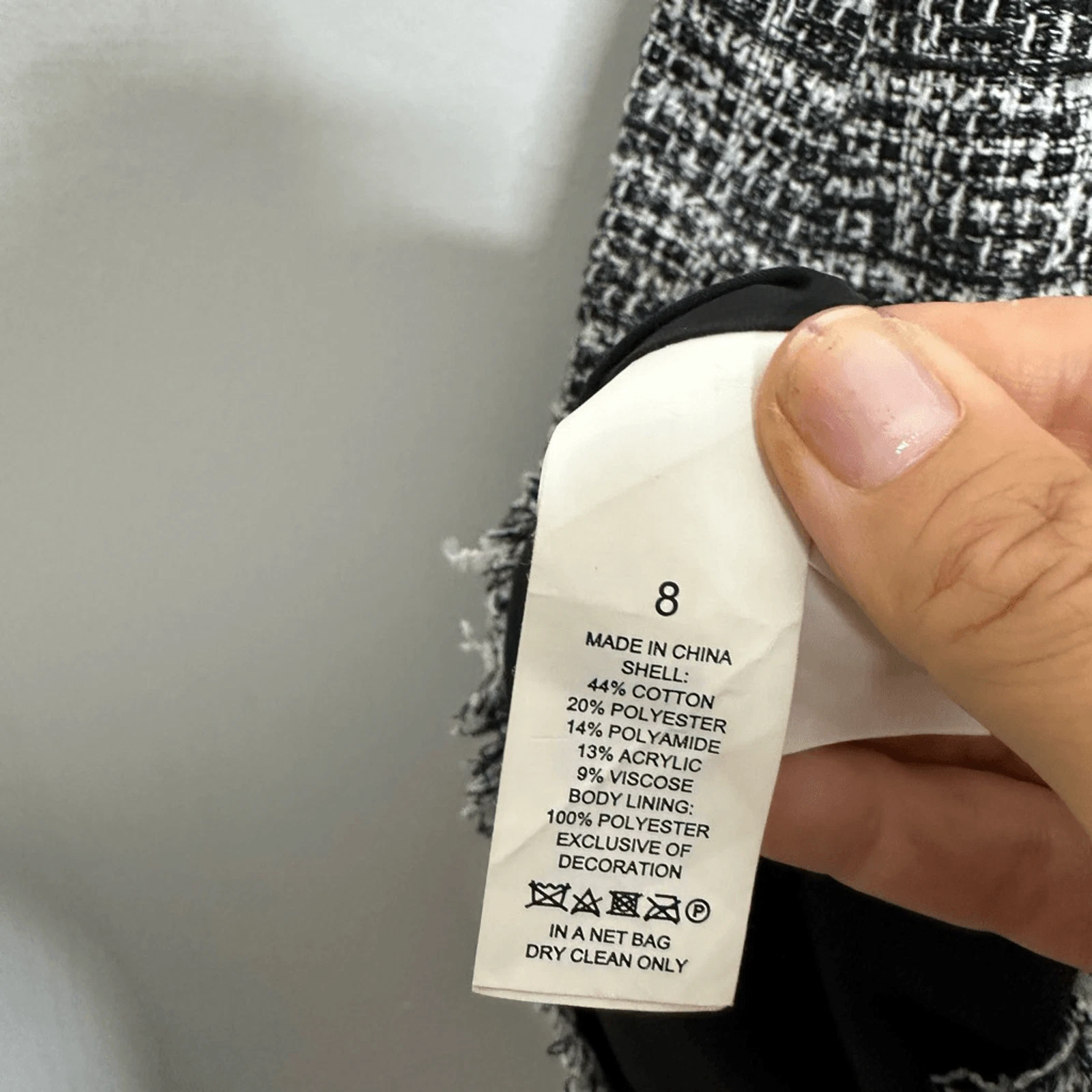 Abito Kate Spade New York bicolore capesante tweed frange manica corta carriera US 8