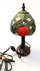 Tiffany Style Table Lamp Stained Glass Shade, Christmas Colors, Vintage