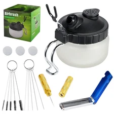Airbrush Cleaning Kit Cleaner Supplies Brushes Airbrush Cleaning Pot with Holder