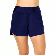 Lands' End Women's Deep Sea Navy Blue High Rise Swim Shorts Size S