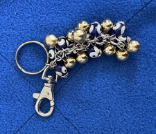 Evil Eye Beaded Key Chain Key Ring Blue Gold Silver Metal Glass Charm