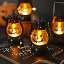 Halloween LED Hanging Pumpkin Lantern Light Ghost Lamp Candle Light Retro Small