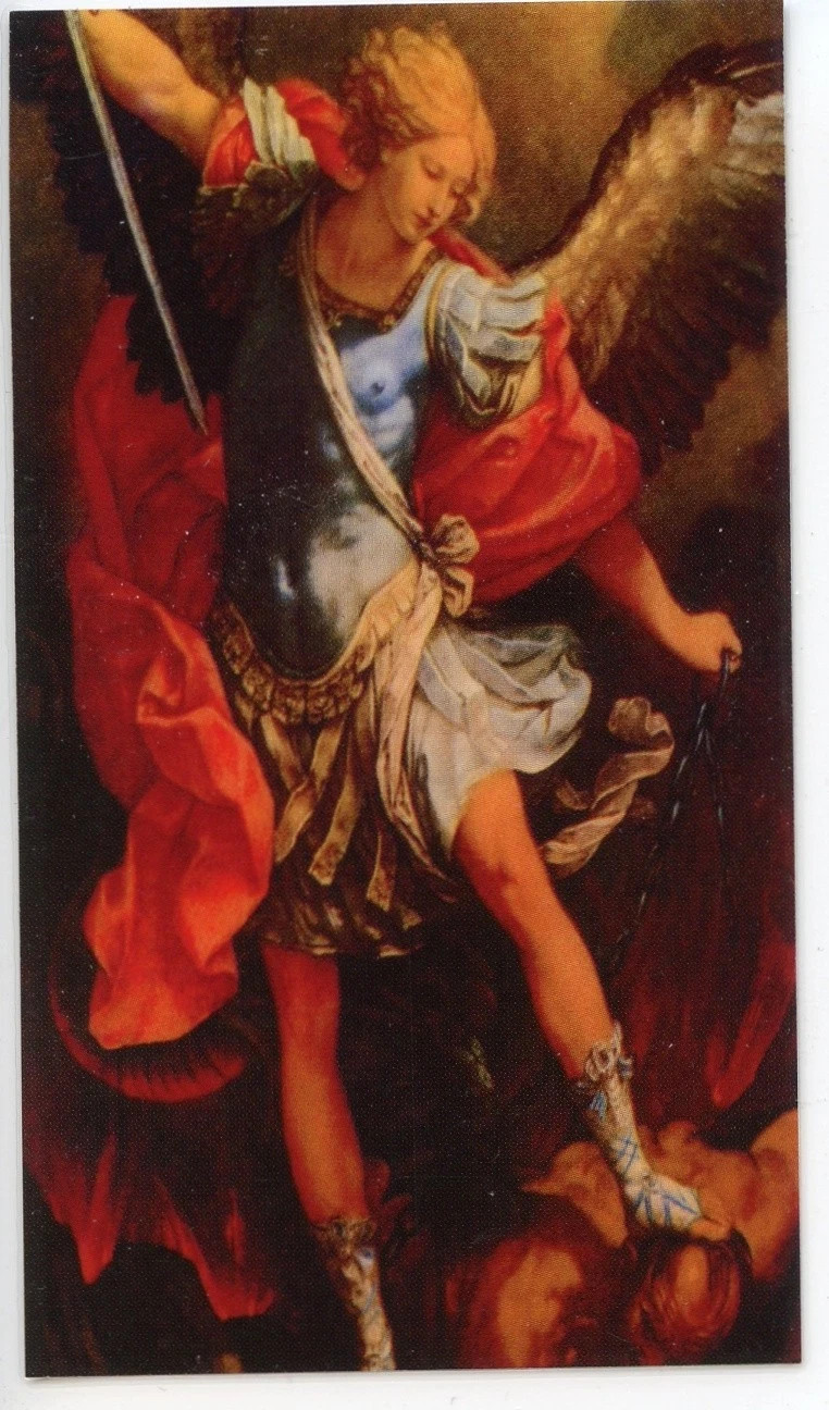 Saint Michael Holy Water Font with Prayer Card - 5" x 3" Molded Plastic