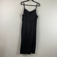 Old Navy Cowl-Neck Satin Midi Slip Dress Size XL Black Sleeveless