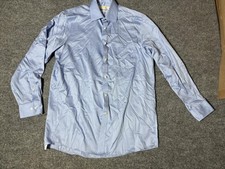 Michael Michael Kors Dress Shirt Mens 16.5 32/33 Blue Solid Non Iron Cotton LS