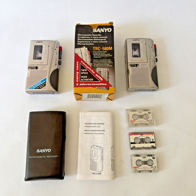 Sanyo TRC-580M Microcassette Recorder Konvolut Boxed Tapes + Ersatzteile funktionstüchtig - B1