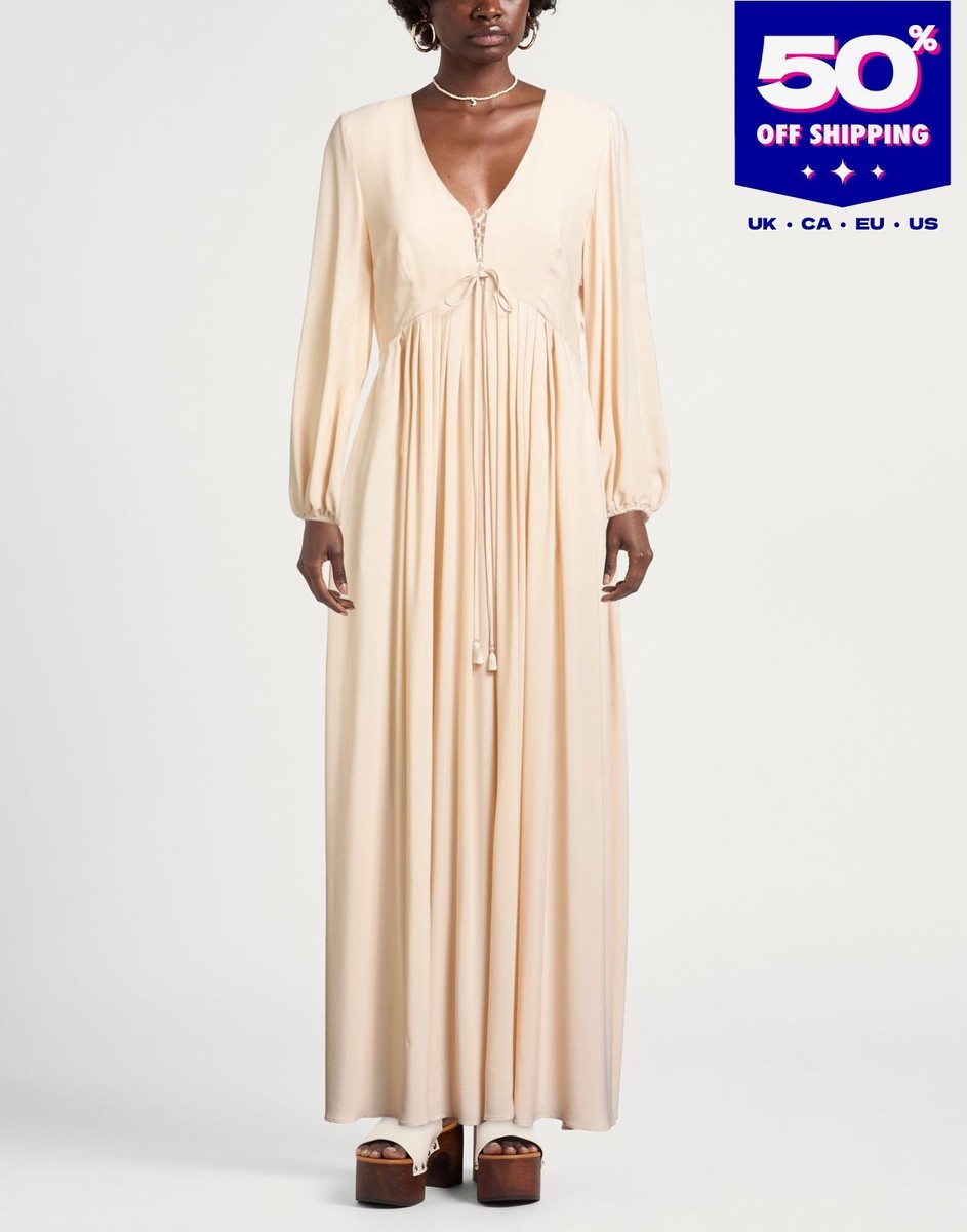 RRP412 WEEKEND MAX MARA Maxi Dress IT38 US4 UK6 XS Silk Blend Beige | eBay