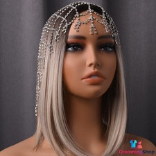 Women Head Dress Rhinestone Tassel Nets Luxury Jewel Metal Show Hair Chain