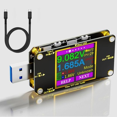 USB C Power Meter Voltmeter Ammeter Load Tester Voltage Current Monitor