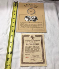 Historic Providence Mint COA First Miniature $10 Gold Piece Coin 14K Gold NM