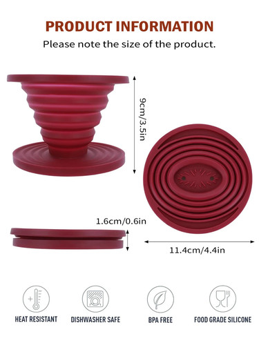Camping Kaffee Filter Tütenhalter Tee Bereiter Faltbar Silikon - Bild 2 von 6