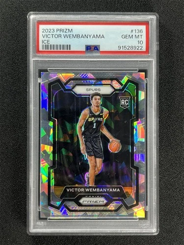 2023-24 Panini Prizm Victor Wembanyama #136 Cracked Ice Rookie RC PSA 10 Mt