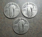 (3) Standing Liberty Quarters ~ 1925 ~ 1926 ~ 1930 = All Full Dates
