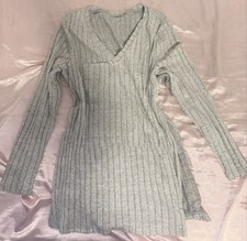   Grauer Rippstrick Pullover NEU Longsleeve G...