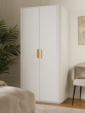 Carina 2 Door Plinth Wardrobe White | Ribbed Design | Gold Handles | Modern
