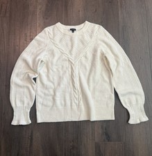 Talbots Cable Knit Ivory Sweater. Size M.