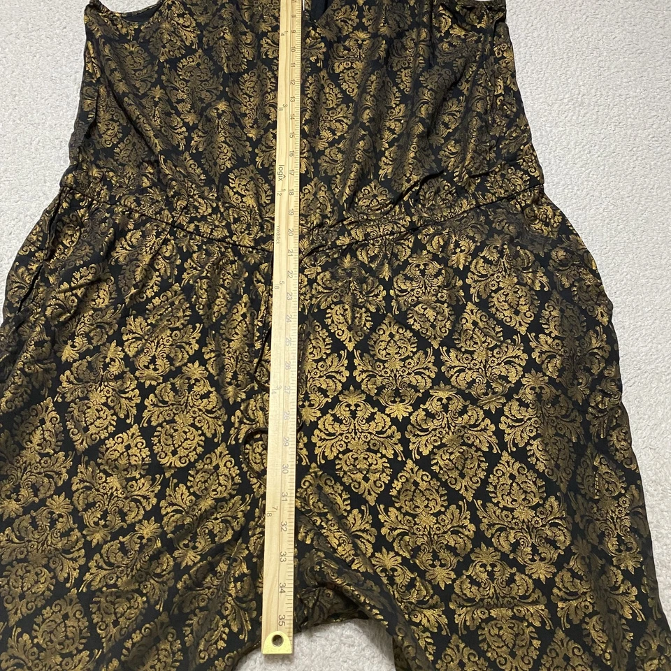 Nuevo con etiquetas Mono Antiguo Azul Marino Para Mujer 2XL Negro Dorado Sin Mangas Bolsillos Geométricos Nuevo Foto 4 de 4