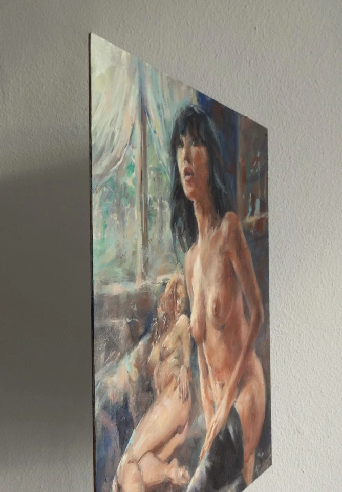 GERRY MILLER-Unikate. "2 Akte" Ölfarbe auf Brett 40x50cm. Ohne Rahmen. - Bild 2 von 4