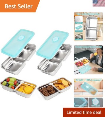 Eco-Friendly Stainless Steel Snack Containers 2-Pack: Double Compartment Design