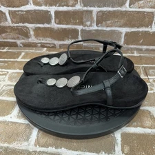 Vionic Lizbeth T Strap Black Thong Slingback Orthopedic Sandals Womens Size 10