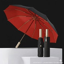 Executive 41" Gold Handle Umbrella 1.17 lbs Heavy-Duty 10-Rib Auto