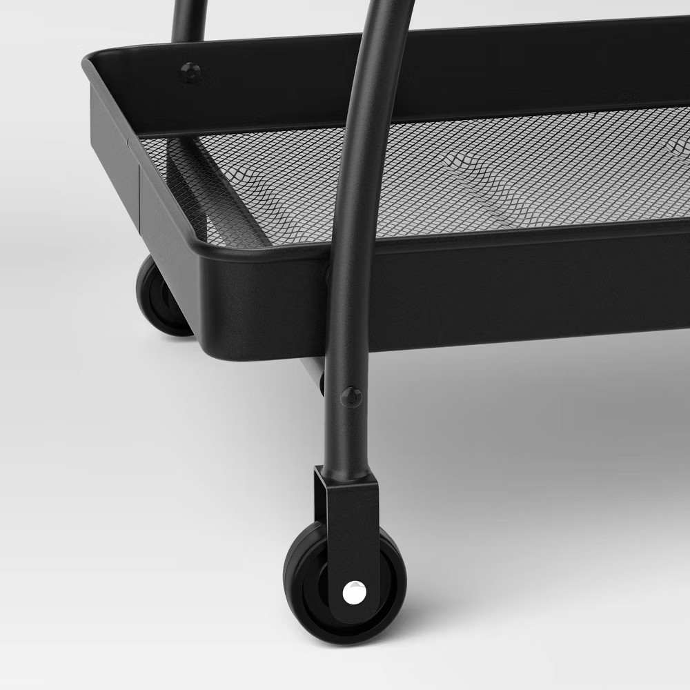 Metal Mesh Rolling Bar Outdoor Serving Cart Black - Room Essentials