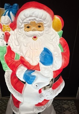 Vtg 42'' Santa s Best Santa Christmas Lighted Blow Mold Toy Bag With Presents