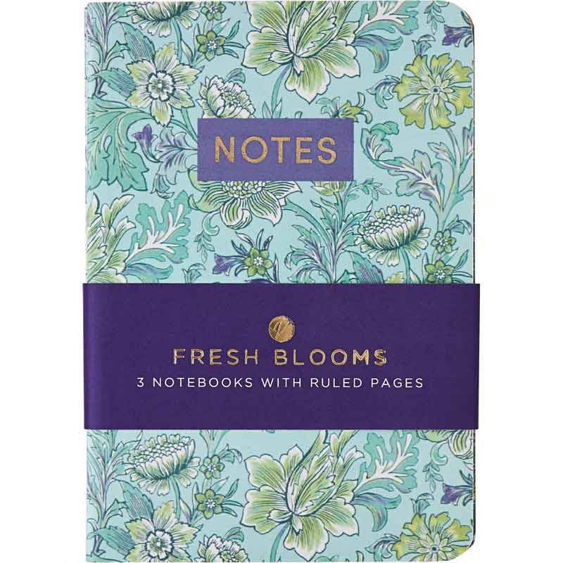 3 x A6 Notebooks Floral FRESH BLOOMS  Design By Violet Stationery Pocket Notes