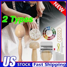 Mini Darning Loom,Mushroom Knit Patch Kit with 14 Hooks Small Weaving Loom KU