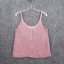 NEW Abercrombie Fitch Tank Top Womens M Medium Pink Ribbed Knit Button Front