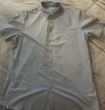 ATT AT T EMPLOYEE SHORT SLEEVE BUTTON UP SHIRT, WITH LOGO, LOT OF 2 - XLT GRAY