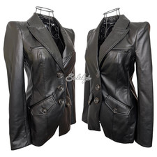 Veronica Beard Anoki 0 XS Faux Vegan Leather Soft Dickey Blazer Jacket Black NWT