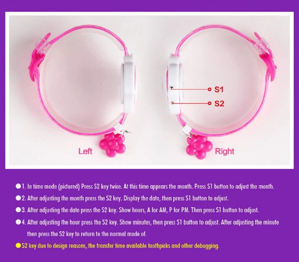 Reloj para niños niña con forma de flor reloj digital novedad dibujos animados 1144 (rosa1) Foto 2 de 4