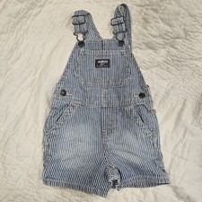 Oshkosh Bgosh Vestbak Overall Short 12Mth Engineer Stripes Railroad Boys Girls