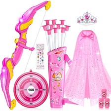 Kids Bow and Arrow Set Toys for Girls, LED Light Up Archery Bow Set with