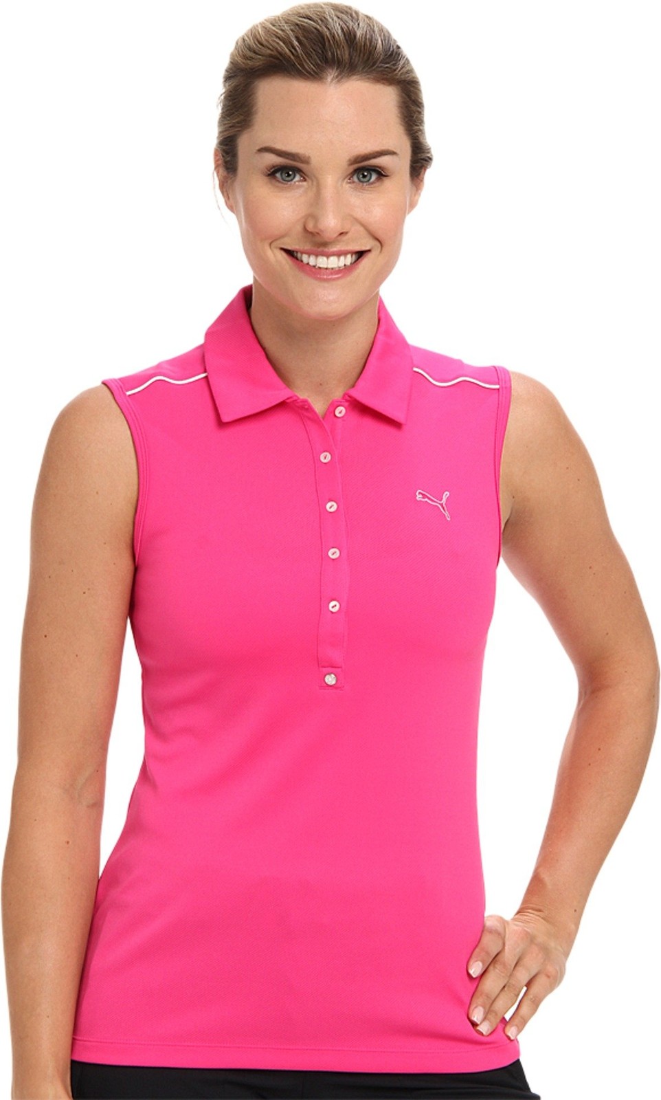 Puma Golf NA Women's Tech Sleeveless Polo, Fuchsia Purple, X-Small