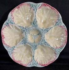 Beautifull French Gien Majolica oysters Plate 6 shells