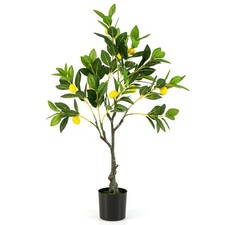 COSTWAY Artificial Lemon Tree 2.6FT Tall Fake Lemon Plant Home Office Decor