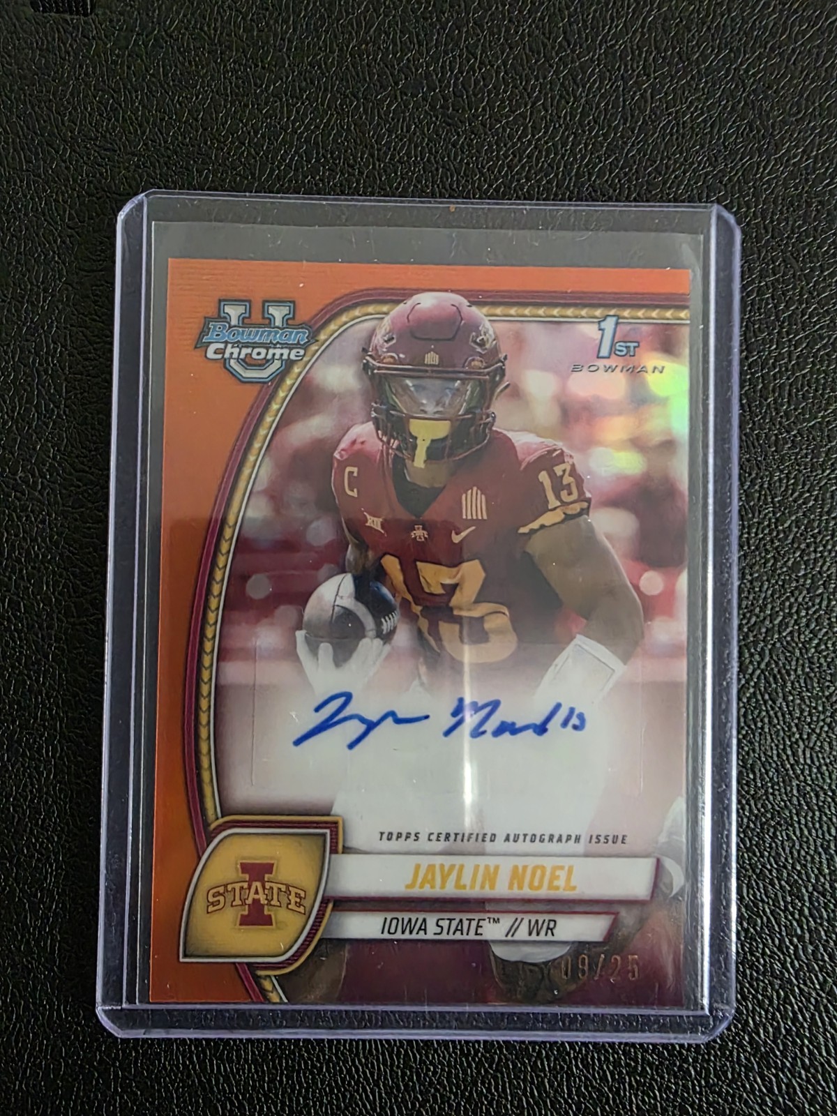 2024 Bowman University Chrome #PA-JNO Jaylin Noel /25 Orange Refractor Auto