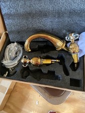 Bathroom Sink Faucet 3 Hole Deck Mounted Widespread Gold Crystal Knobs New